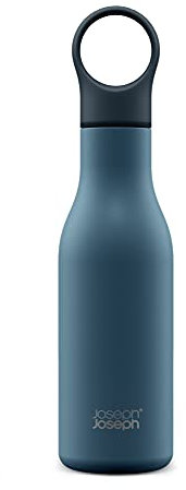 Joseph Joseph Loop- Stainless-steel Vacuum Insulated Water Bottle, Flask for Work, Gym, Travel- 500ml, Blue, 8