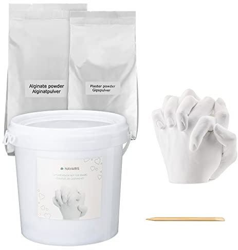 Navaris 3D Abformset Gips Familie Hände - Set Gipsabdruck Abdruck Fuß Hand Pfote - Kinder Handabdruck Fußabdruck - pH-neutral hautverträglich