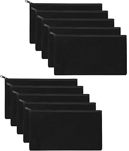 10 Stücke DIY Blanko Stoffbeutel, Stoff Federmäppchen Mäppchen zum Bemalen Kosmetiktasche Stoffbeutel Reißverschluss Blanko Makeup Tasche Reise Kulturbeutel Klein, 21 x 12 cm