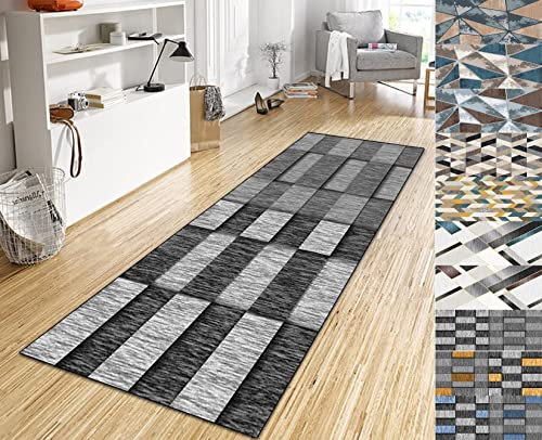 CHBIN Teppich Carpet Teppichläufer 50x300cm Patchwork Muster im Vintage Look Läufer Teppich Lang Flur rutschfest Anpassbar Teppichläufer Meterware für Flur, Küche, Schlafzimmer J