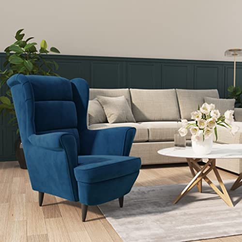 ZQQLVOO Sessel Blau Samt, Loungesessel, Fernsehsessel Relaxsessel, Schreibtischstuhl, Stuhl für Schlafzimmer, Wohnzimmer, Arbeitszimmer, Büro