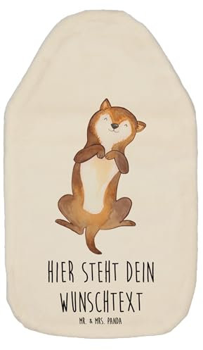 Mr. & Mrs. Panda Personalisierte Wärmflasche Hund Streicheln - Weiß