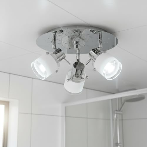 Trango 3-flammig 1006R-6KSD LED Badleuchte IP44 *RONNY* Bad Deckenleuchte inkl. 3x 5 Watt 3-Stufen dimmbar 6000K Tageslichtweiß GU10 LED Leuchtmittel Deckenstrahler, Spots schwenkbar & drehbar