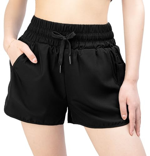 Kefiyis Badeshorts Damen Schnell Trocknend Badehose Damen UV Schutz Schwimmshorts Elastisch Hohe Taille Boardshorts mit Taschen