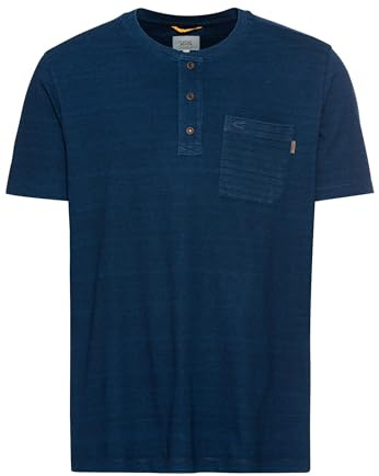 camel active Herren Kurzarm Henleyshirt aus Reiner Baumwolle Dunkelblau, Menswear-S