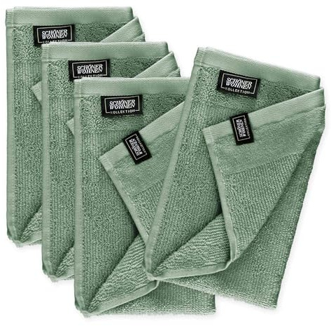 SCHÖNER WOHNEN Gästehandtücher 30x50 grün - Frottee Gästetuch Set im 4er Pack - Gesichtstücher Baumwolle Öko-Tex - klein - für Bad, WC, Baby, Kinder & Fitnessstudio - schnelltrocknend