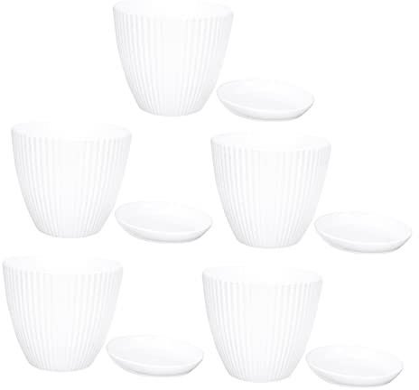 Thickened Potted Flowerpot Resin Tray Mini Multi Tool Interior Accessories 5pcs Flower Display Pot Small Flower Pot Nursery Flower Pot Planting Container Flower Planter Vase (Color : ( Color : White ,