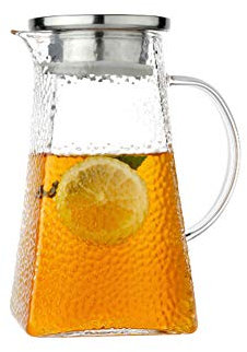 Wasserkrug 1.0L/1.2L/1.5L/1.8L Borosilikatglas Cocktail Pitcher Bar Krug mit Deckel Heißes kaltes Wasser Eistee Wein Kaffee Milch und Saft Getränke Karaffe-1.5L