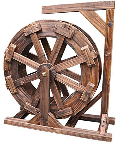 Fuente de Rueda de Agua de Madera para jardín, Patio, Estanque, Piscina, Vintage, Exterior, Interior, balcón, Fuente de Cascada Ornamental, Ruedas Feng Shui, Fuente Decorativa para Exteriores, con b