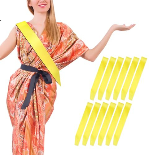 DIY Plain Satin Sash,Blank Satin Schärpen,12 Blank Party Zubehör Schärpe,Bedrucken Individuelle Satin Schärpe,Individuelle Schärpe,Leere Schärpe(Gelb),15 18 30 Geburtstag Schärpe,Unbedruckte Schärpe