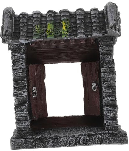 Kisangel Figurine Für Fischbecken Miniatur Resin Deko Mit Tempel-Design Für Aquarien Sicheres Versteck Für Fische Für Süß Und Salzwasser Geeignet