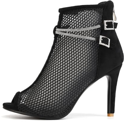 VCIXXVCE Tanzstiefel Damen Latein Peep Toe Mesh Salsa Tango Ballsaal Leistung Tanzschuhe 9cm Absatz, 35 EU