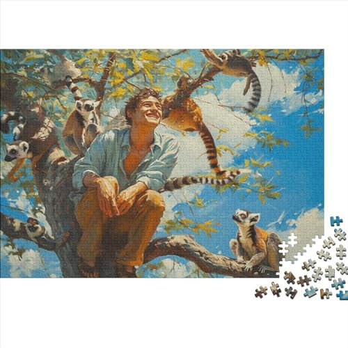 Monkey 1000 Pieces Challenge Jigsaw Puzzle for Adults Playing on Trees Impossible Puzzle Educational Games Home Decoration Puzzle Multi Colour 1000pcs (75x50cm)