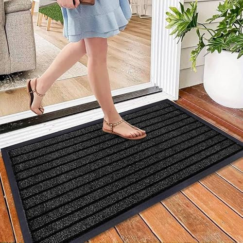 Cozy Haven Rubber Doormat – Outdoor & Indoor Heavy Duty Washable Non-Slip Doormat for Kitchen Garden, Inside & Outside Floor Mats, Waterproof and Dirt Trapper Entrance Doormats (40x60 cm, Black)