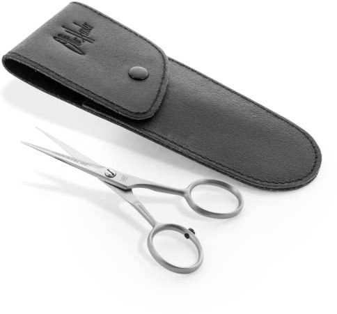 OTTO HERDER BARTSCHERE/Bartschere aus Solingen 10,8 cm Rostfrei mit einseitiger Mikroverzahnung und Stopper/Nasenhaarschere Schnurrbartschere zum schneiden und trimmen von Barthaaren Nasenhaaren