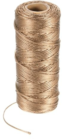 sourcing map 110Yard/328Feet 1.5mm Champagne Twine String, Glitter Twine Ropes Gift Wrapping Cord Thread for DIY Crafting Packing Party Home Decoration