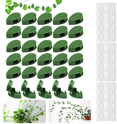 Bangbobi Pflanzenclips Wand 30er Set | Blattförmiger Pflanzenhalter für Kletterpflanzen | Rankhilfe Wand | Einfache Befestigung ohne Werkzeug | Pflanzenclips für Innen- und Außenbereich