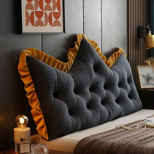 Großes Keilkissen-Kopfteil für Bett mit einer Höhe von 90 x 50 cm, weiches und bequemes Lesekissen mit Lendenwirbelstütze und waschbarem Bezug, perfekt für Sofa, Tagesbett und