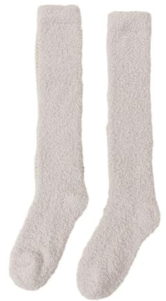YUZIMEI Oberschenkelhohe Socken, Korallen-Fleece, Oberschenkelhohe Stiefelsocken, lange Winterstrümpfe, über Knie, Beinstulpen, Bodenlang, Wade 8