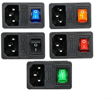 Solution de prise de courant avec interrupteur à bascule lumineux et design robuste pour projets électroniques (rouge)