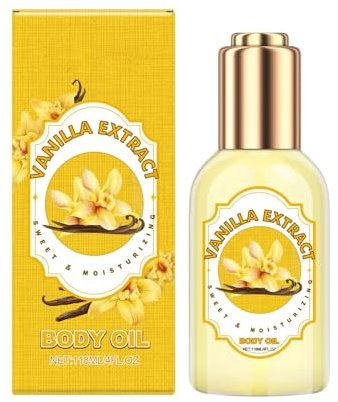 Body Oil Vanilla Cream,Body Oil Strawberry,Body Oil Karamell Perfect, Marshmallow Body Oil,Feuchtigkeitsspendendes Duschöl mit Kokosöl und Olivenöl für langanhaltende Hautpflege (118ML, Vanille)