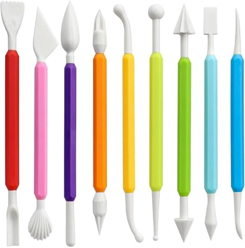 LINPHCEY 9PCS Clay Tools for Kids Age 8+ Air Dry Clay Tool Kit Plastic Clay Sculpting Tools Set for DIY Pottery, Modeling Sculpey Polymer Clay – Safe & Easy Grip for Beginners & Craft Lovers