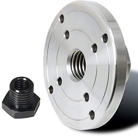 Drehbank-Futter， 2'' 3'' 4'' 6'' Drechselbank-Planscheibe, Drehbank-Flansch mit Gewinde aus silbernem Stahl for Drechselwerkzeug-Zubehör(100mm M18x2.5)