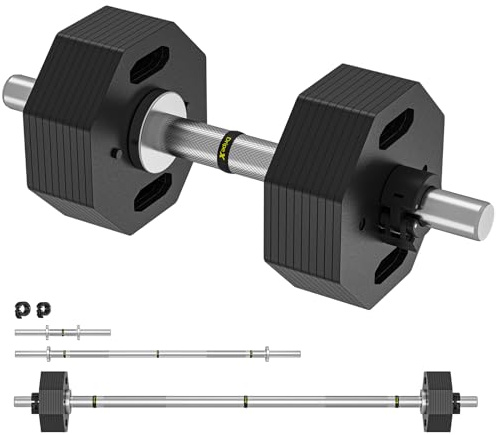 Dripex Kurzhantel Langhantel 28 kg Einzeln Verstellbare Hantel mit Stangen, Kurzhantelstange und Gewichten 1x Curlstange, 1X Kurzhantelstange, Set 28kg oder 36kg zur Auswahl
