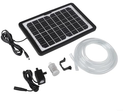 MoSundi Pompe solaire submersible 9 V 6 W pour fontaine à poissons avec panneau réglable, double sortie, débit de 240 l/h, pour jardin, bain d'oiseaux, aquarium