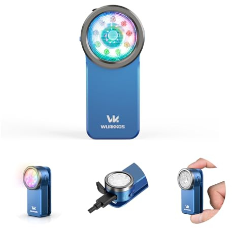Wurkkos HD03 Mini LED Taschenlampe mit Flutlicht, Fokussiertes Licht RGB | 680 Lumen Superhelle Kleine Clip Lampe, Aufladbar Taschenlampe, IPX6 Blinklicht für den Alltag Camping Notfall -Blue