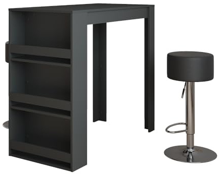Vicco Set de Mesa de Bar Repose, Antracita, 57 x 117 cm con 2 taburetes de Bar