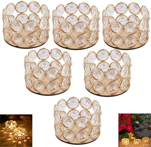 6 pièces de photophores dorés, photophores dorés en vrac pour centre de table de mariage, photophore en verre de mercure pour décoration de la maison, mariage, dîner, fête, anniversaire, décorations