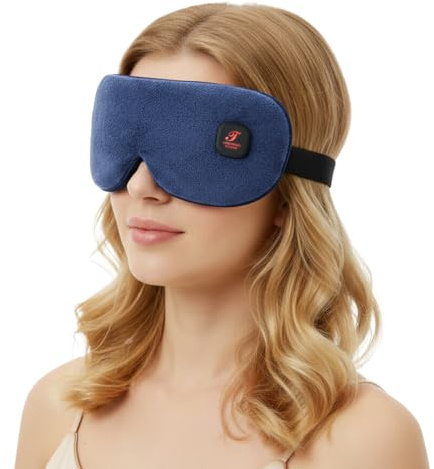 Telepepe beheizte Augenmaske, Wärmebrille mit Akku ohne Kabel, 3 Wärmestufen waschbarer Bezug, Geschenke für Familie und Freunde (Dunkelblau)