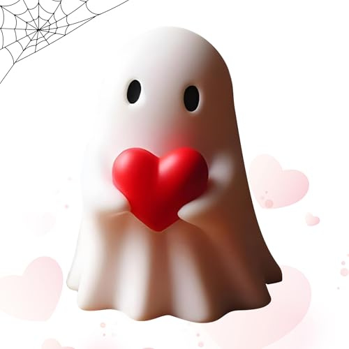 kykake Valentines Day Ghost Figurine - Cute Resin Ghost Statue, Indoor Outdoor Valentine Decor for Home Porch Desk Tiered Tray, Coffee Table Mantel Shelf Display, Gift Props Party Decorations(Love)