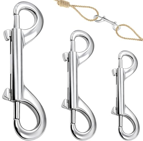 3 Größen Doppelkarabinerhaken aus Edelstahl – 65/87/100 mm, korrosionsbeständig, mit Sicherheitsverriegelung, für Hundeleine, Outdoor & DIY – Robustes Set