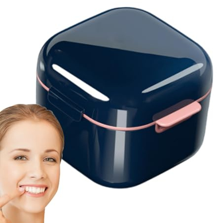 Munskydd, skydd behållare, retainer-fodral, protes-badbox – Aligner-fodral med avlopp, bärbar retainer-behållare fodral, retainer-hållare rengöringsfodral, munskyddshållare