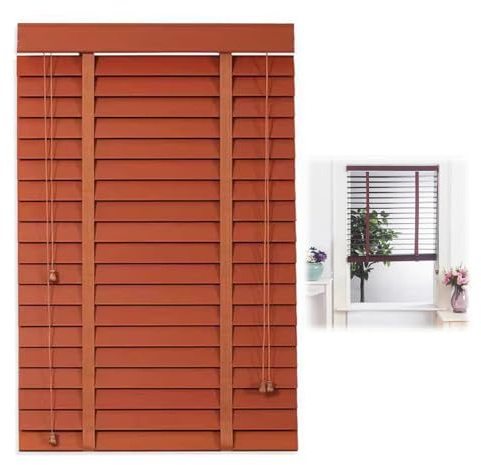 Persianas venecianas de madera de alta calidad, cortinas de oscurecimiento de listones de 2 pulgadas para dormitorio y sala de estar, persianas horizontales sin cordones, ajustables, 50.8-182.9 cm de