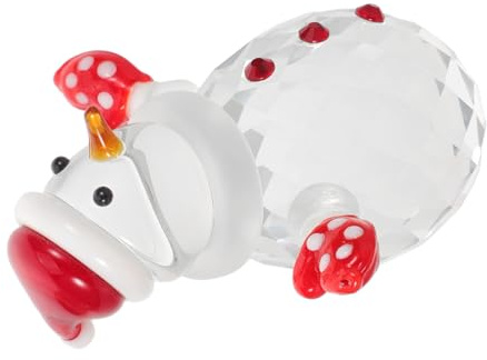 MALUGOGO Figura de muñeco de nieve en miniatura de cristal, hecha a mano, escultura detallada, decoración de Navidad para casa de muñecas, adorno de jardín