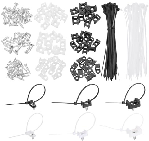 sourcing map 60 piezas de 1.9 cm 1.5 cm 2.3 cm tipo sillín base de montaje con bridas de cable de 15.2 cm y tornillos de rosca M3 M4 M5, juego de abrazaderas de soporte organizador de alambre, negro