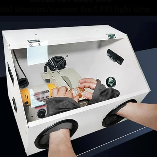 LVSEWOA Caja de Polvo para Esmerilado y Pulido, pulidora de Mesa de 2 Orificios con luz LED incorporada y Ventilador de 30 W, Cubierta Antipolvo para Grabado y Corte