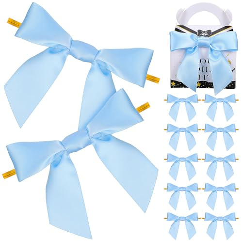 Operitacx Dekorative Verschluss Schleifen aus Polyester 50 Stück Kleine Weiche Geschenk Schleifen mit Kabelbinder Knitterfrei für Hochzeits und Geschenkverpackungen