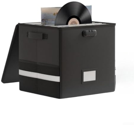 Scatola portaoggetti in vinile con serratura costruita con materiali resistenti al fuoco, per dischi da 30,5 cm, può contenere oltre 100 dischi