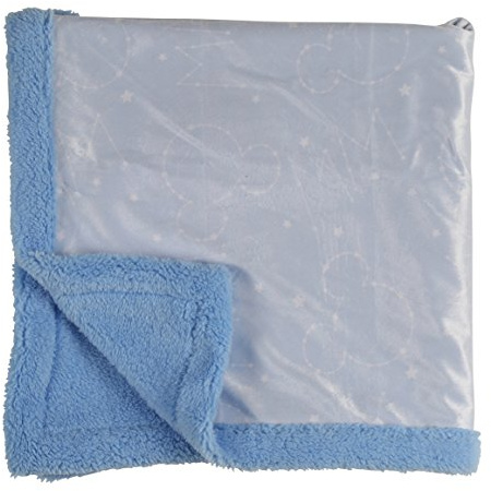 Disney Mickey Mouse Double Sided Mink Infant Blanket and Sherpa Backing, Blue