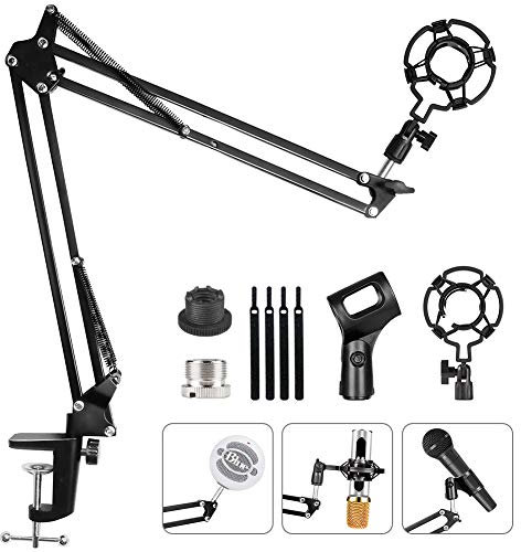 HAUEA einstellbare Mikrofonständer profesionelle Mikrofonhalter Mikrofonarm mit Spinne und Adapter für Studio Programm Aufnahme Rundfunk Fernsehsender, Kompatibel mit blue Yeti Mikrofon