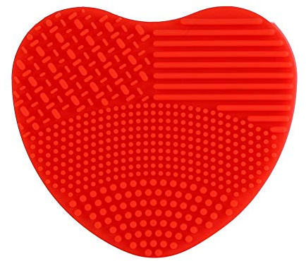 7 Farben Make-Up Pinsel Reiniger Silikon Herz Handschuh Reinigung Kosmetik Bord Waschen Scrubber(Rot)