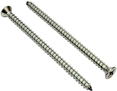 #10 x 3, (25 pcs), Stainless Flat Head Phillips Wood Screw, 18-8 (304) Stainless Steel, Door Hinges Screws, Door Security Screws by Persberg P100-89