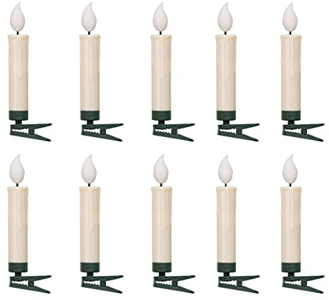 Bonetti 10 Flammeneffekt LED-Weihnachtsbaumkerzen mit 3D-Flamme in Wachsoptik | flackernd | real Flame LED | Timer