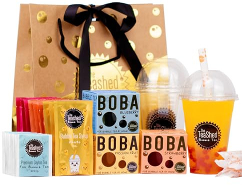 Bubble Tea Kit Syrup Gift Set with 9 Servings | Syrup + Tea + Boba Set | The TeaShed