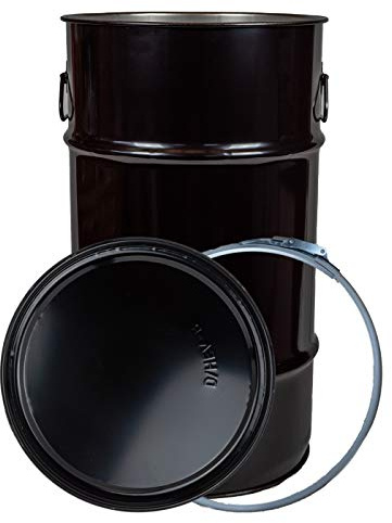 Hemeyer Poubelle de 60 litres en métal noir - Fût décoratif universel