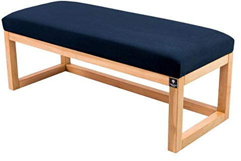 EMRA WOOD M-Deko LPG-2 Holz Sitzbank Polsterbank Sitzbezug Velours Dunkelblau Gestell Massivholz Erle Natur Breite 80cm